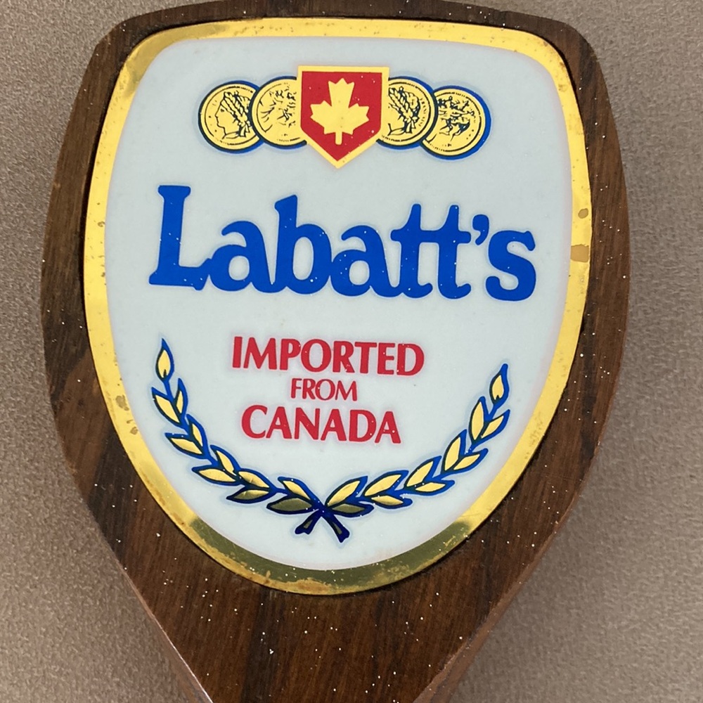 Vintage wooden Labatt’s Canadian beer tap handle